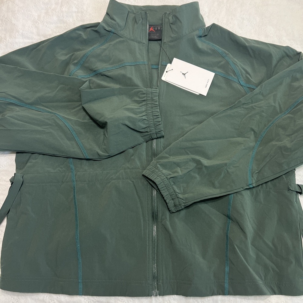 Nike Air Jordan Sport Full Zip Jacket FB4615-316 Green Cinch Waist Women's Small